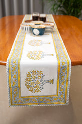 Heritage Blooms Hand Block Print Premium Cotton Table Runner